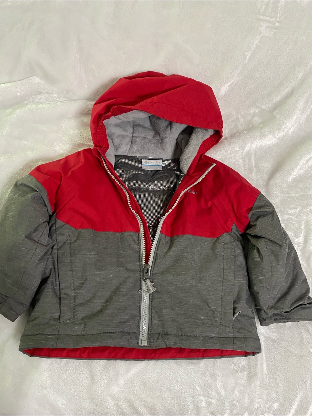 Columbia Red and Gray Kids Hooded Jacket